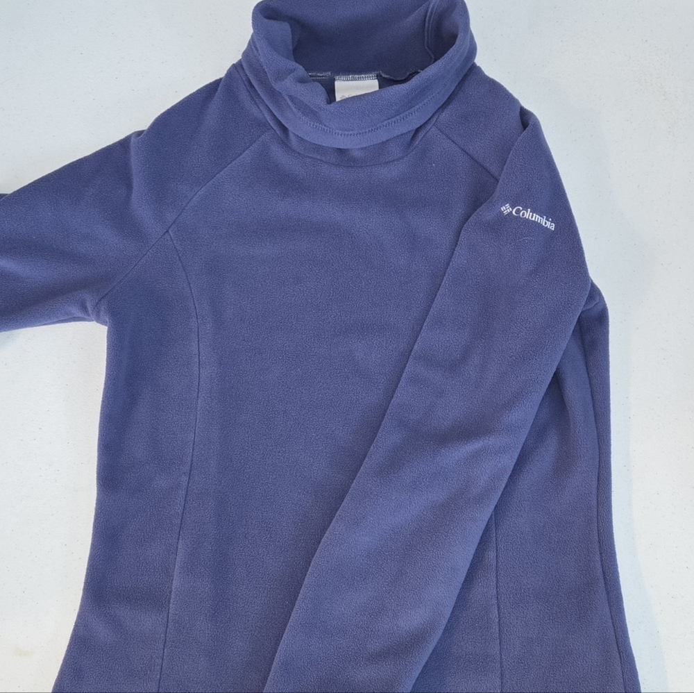 Columbia Purple-Blue Fleece Turtleneck Pullover Long Sleeve Cozy Top small